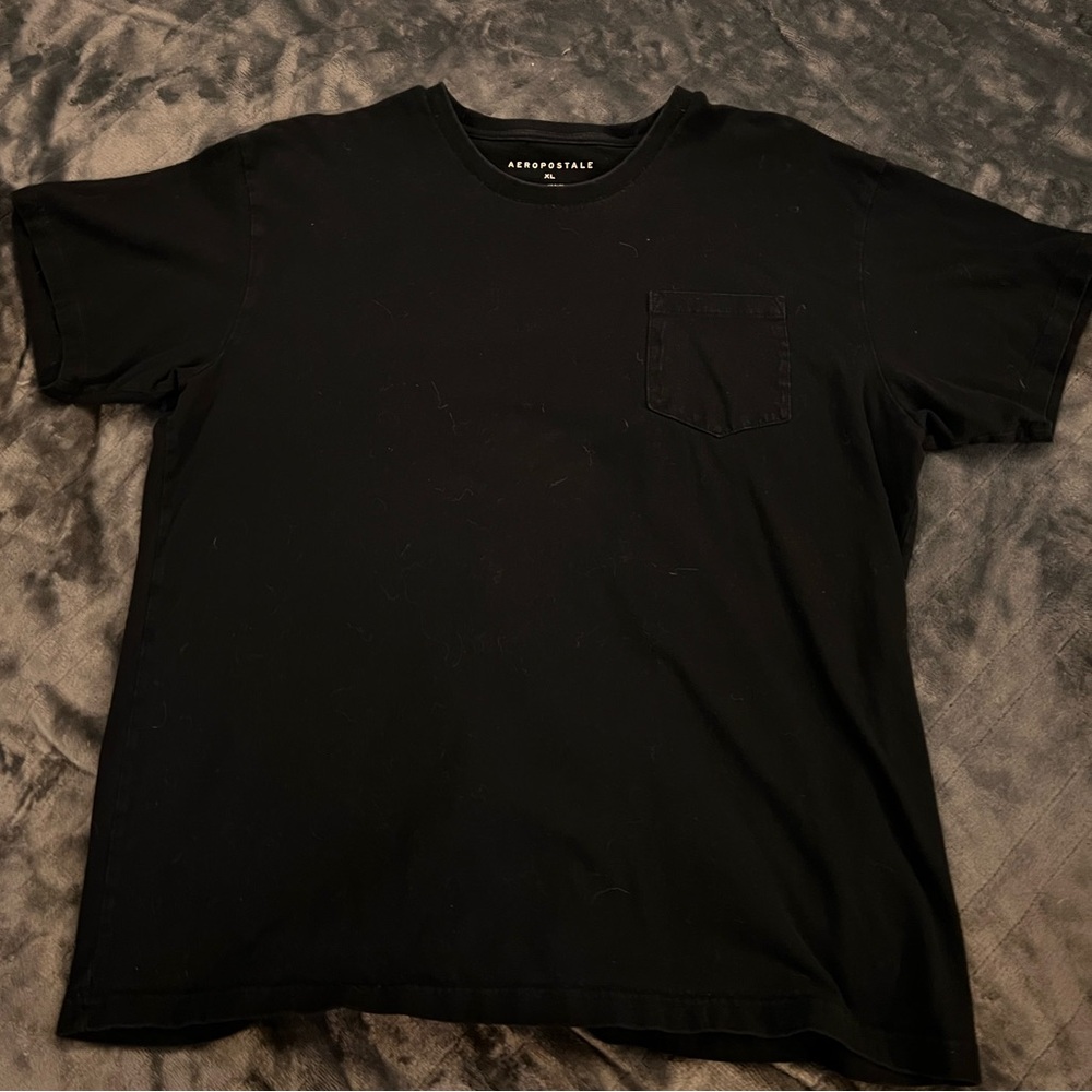 Slightly worn, Men’s aeropostale Shirt, All black tee with single front pocket